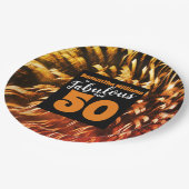 素晴らしい50のGroovy花火オレンジ ペーパープレート (アングル)