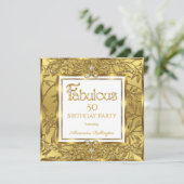 素晴らしい50エリートエレガント金ゴールド誕生日パーティー 招待状 (スタンド正面)