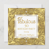 素晴らしい50エリートエレガント金ゴールド誕生日パーティー 招待状 (正面)