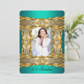 素晴らしい50エレガントダイヤモンドジェム金ゴールド玉の写真 招待状 (スタンド正面)