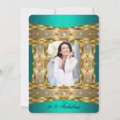 素晴らしい50エレガントダイヤモンドジェム金ゴールド玉の写真 招待状 (正面)