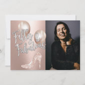 素晴らしい50エレガントバラ金ゴールド写真50誕生日 招待状 (正面)