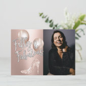 素晴らしい50エレガントバラ金ゴールド写真50誕生日 招待状 (スタンド正面)