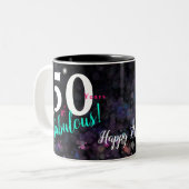 素晴らしい50エレガント,ピきらめくンク,ティール(緑がかった色),ブラック, ツートーンマグカップ (正面左)