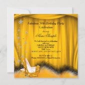 素晴らしい50オレンジの金ゴールドハイヒールフェザーパーティー 招待状 (裏面)