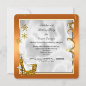 素晴らしい50オレンジ金ゴールドホワイトヒール誕生日パーティー 招待状 (裏面)