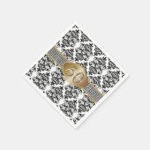 素晴らしい50クラシックグリッターダマスクシルバーベルト スタンダードカクテルナプキン (角)