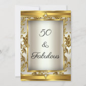 素晴らしい50クリーム金ゴールドダマスクバースデーパーティー 招待状 (裏面)