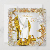 素晴らしい50グリッター金ゴールド誕生日パーティー 招待状 (正面)