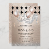 素晴らしい50コンテンポラリー金ゴールドハイヒール誕生日 招待状 (正面/裏面)