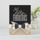 素晴らしい50コーヒーベージュブラック誕生日パーティー 招待状 (スタンド正面)