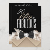 素晴らしい50コーヒーベージュブラック誕生日パーティー 招待状 (正面/裏面)