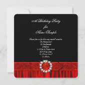 素晴らしい50シルクレッドブラックフォトバースデーパーティー 招待状 (裏面)