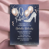 素晴らしい50シルバーハイヒールネイビー50誕生日 招待状