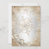 素晴らしい50シルバーベージュクリームパールボウスノーフレーク 招待状 (裏面)