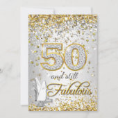 素晴らしい50シルバー金ゴールドハイヒールパーティー 招待状 (正面)