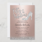 素晴らしい50シルバー&バラ金ゴールドグリッター誕生日 招待状 (正面)