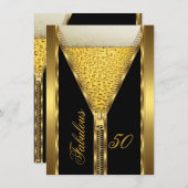 素晴らしい50ジッエレガントパー金ゴールドビアドリンク2 招待状 (正面/裏面)