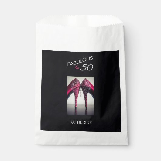 素晴らしい50スタイリッシュハイヒール50th誕生日パーティー フェイバーバッグ (正面)