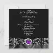 素晴らしい50ゼブラブラックシルクパープルバースデーパーティー 招待状 (裏面)