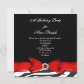 素晴らしい50ゼブラレッドブラックフォトバースデーパーティー 招待状 (裏面)