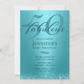 素晴らしい50ターコイズタイポグラフィ50誕生日 招待状 (正面)