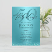 素晴らしい50ターコイズタイポグラフィ50誕生日 招待状 (スタンド正面)