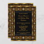 素晴らしい50ダイすごいアエレガントモンド金ゴールドブラック3 招待状 (正面/裏面)