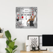 素晴らしい50ディバアールデコ誕生日バナーレッド ポスター (ホームオフィス)