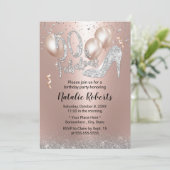 素晴らしい50バラ金ゴールドバルーンハイヒール誕生日 招待状 (スタンド正面)