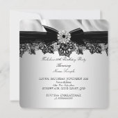 素晴らしい50パーティーエレガントシルバーブラックシルクジュエル 招待状 (裏面)