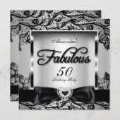 素晴らしい50パーティーシルバーグレーダマスクブラックレース2 招待状 (正面/裏面)