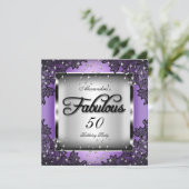 素晴らしい50パーティーパープルシルバースターブラックレース 招待状 (スタンド正面)