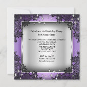 素晴らしい50パーティーパープルシルバースターブラックレース 招待状 (裏面)