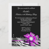 素晴らしい50パーティーピンクゼブラブラックシルバーパール 招待状 (裏面)