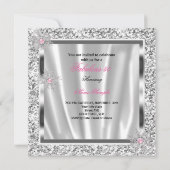 素晴らしい50パーティーライトピンクシルバースノーフレーク 招待状 (裏面)