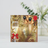 素晴らしい50パーティーレッド金ゴールドシャンパンパーティー 招待状 (スタンド正面)