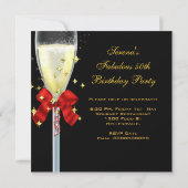 素晴らしい50パーティーレッド金ゴールドシャンパンパーティー 招待状 (裏面)