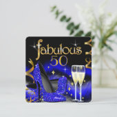 素晴らしい50パーティー王室のブルーハイヒール金ゴールドブラック 招待状 (スタンド正面)