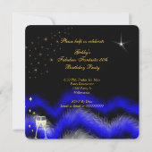 素晴らしい50パーティー王室のブルーハイヒール金ゴールドブラック 招待状 (裏面)