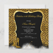 素晴らしい50パーティー金ゴールドシャンパンレオパード 招待状 (裏面)