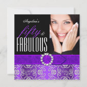 素晴らしい50パープルダイヤモンドバースデーパーティー 招待状 (正面)