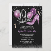 素晴らしい50パープルハイヒールガール50誕生日 招待状 (正面)