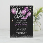 素晴らしい50パープルハイヒールガール50誕生日 招待状 (スタンド正面)