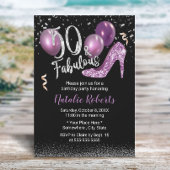 素晴らしい50パープルハイヒールガール50誕生日 招待状