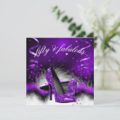 素晴らしい50パープルハイヒール誕生日パーティー 招待状 (スタンド正面)