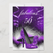 素晴らしい50パープルハイヒール誕生日パーティー 招待状 (正面)