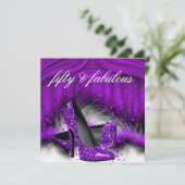 素晴らしい50パープルハイヒール50th誕生日パーティー 招待状 (スタンド正面)