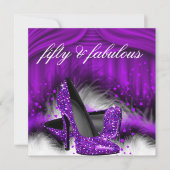 素晴らしい50パープルハイヒール50th誕生日パーティー 招待状 (正面)