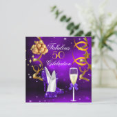 素晴らしい50パープル金ゴールドハイトシャンパーニュパーティー 招待状 (スタンド正面)